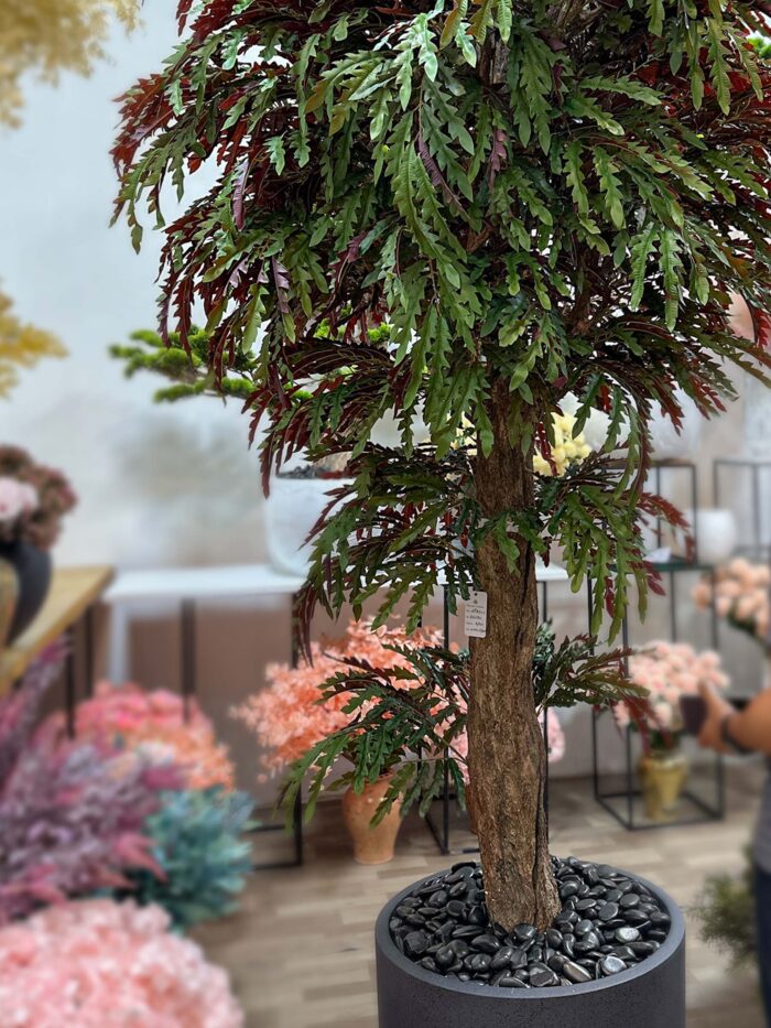 Artificial tree  leaves in dark green and bronze-red 9742